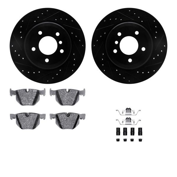 Dynamic Friction Co 8512-31068, Rotors-Drilled and Slotted-Black w/ 5000 Advanced Brake Pads incl. Hardware, Zinc Coated 8512-31068